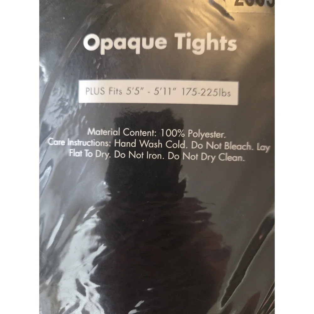 Spirit Halloween Black Opaque Tights Costume Plus Size New